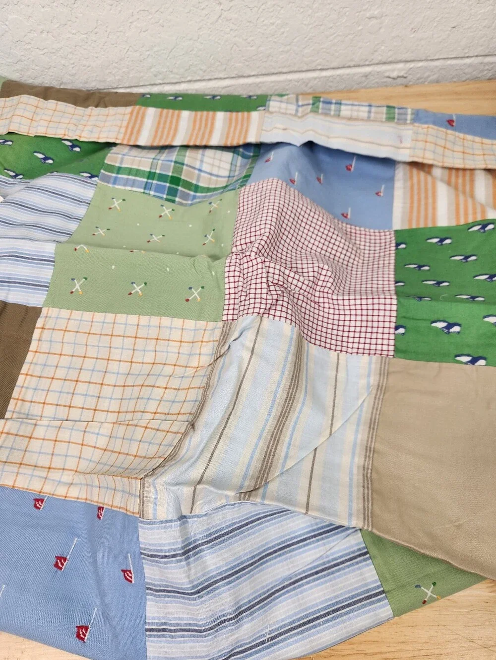 Pottery Barn Teen Golf Patchwork Duvet Cover Twin Colorful NOS*Flaw* Faded Spots